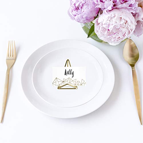 Koyal Wholesale Modern Metal Geometric Triangle Wedding Place Card Holders, Set of 12 Gold Table Number Holders for Wedding, Bridal Shower, Rehearsal Dinner, Thanksgiving, Christmas, Home Decor
