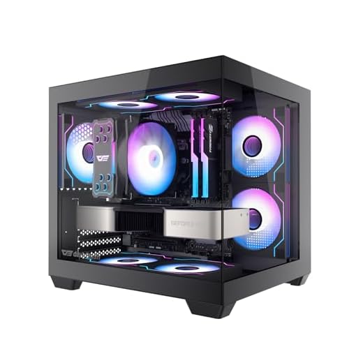 darkFlash ITX PC Case, Pre-Install 3 PWM ARGB Fans Computer Case, Full View Dual Tempered Glass ITX Case, Mini Size, Supports 240mm AIO(C275P) (Black)