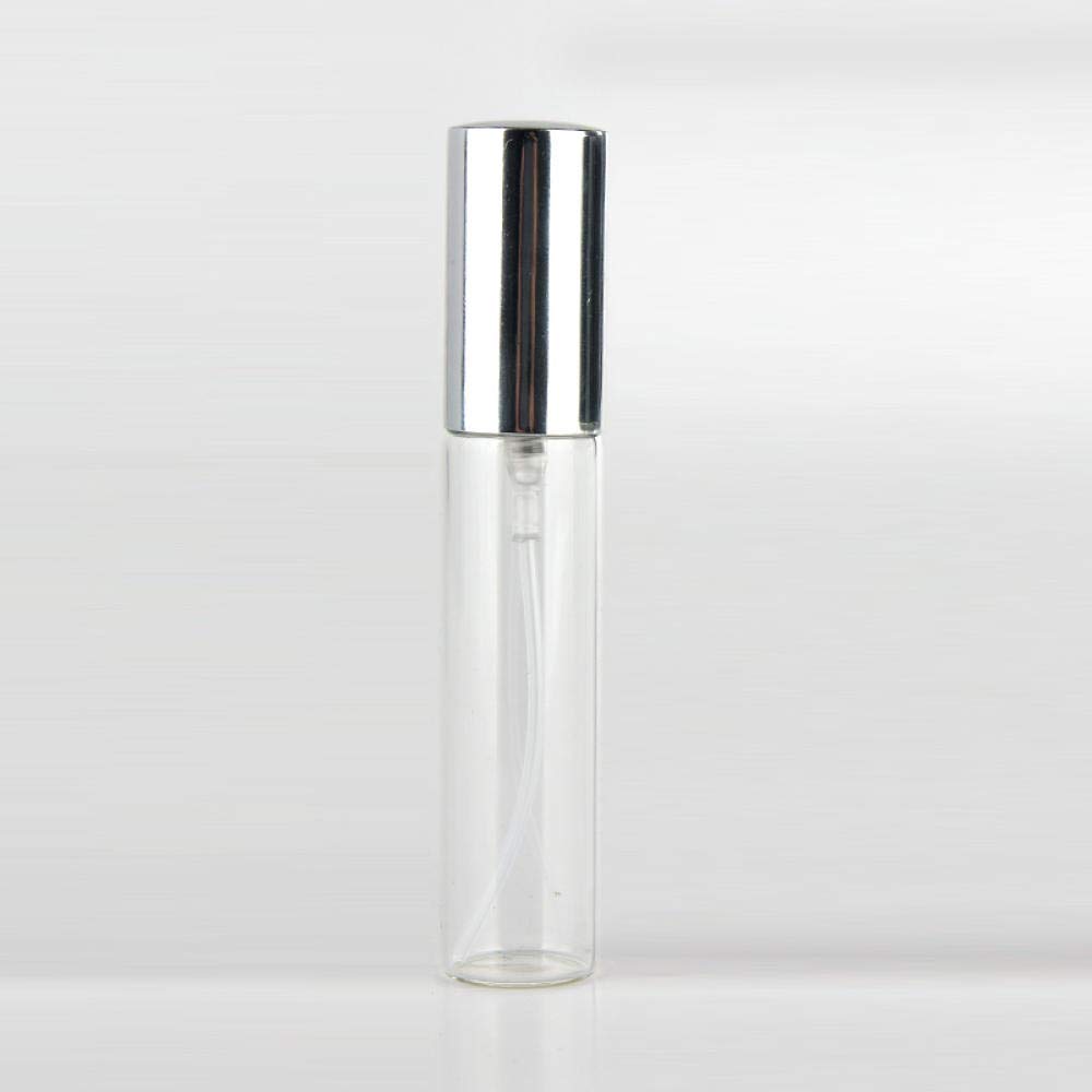 Bottigliette Plastica100 Pezzi / 5 ml 10 ml Bottiglia di Profumo Portatile in Vetro Ricaricabile con atomizzatore in Alluminio Custodia Vuota per Profumo per viaggiatore-15ml_Argento