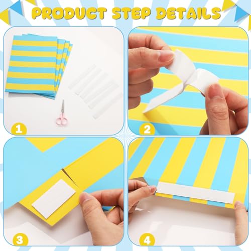 Image of Tallew 4 Pcs 3D Circus Awning Wall Decoration Farmers Market Party Decorations Carnival Awning for Halloween Carnival Theme Party Classroom Decorations(Blue and Yellow)