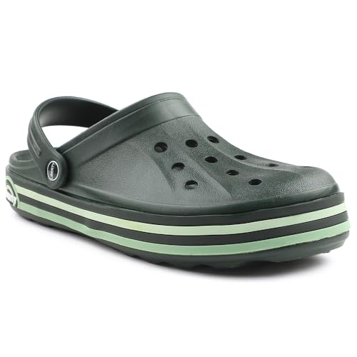 Image of Liberty A-HA LITEWALKNR Clogs for Men, Green & Navy Blue | Casual Slip-On Slingback Clog for Walking, Outdoor /Indoor Use | Solid Pattern, Fashionable Sandals with Lightweight Regular wear