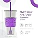 Copco Sierra 24 oz Tritan Reusable Drink Tumbler with Leak-Proof Lid (Set of 2), Removable Straw - Dishwasher Safe, Cold Beverage Cup for Travel & Daily Use, Cup Holder Compatible (Purple)