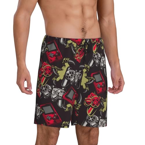 Vintage Gaming Print Men’s Sleep Shorts Bottoms Soft Comfy Pajama Wear Pants With Drawstring Pockets2