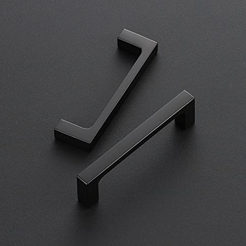 Image of Ravinte Matte Black Kitchen Cabinet Handles 3-1 /2 Inch Pulls 10 Pack | Solid Zinc Alloy , Smooth Design, Screws Included, Square Pulls for Kitchen Drawers & Cupboards