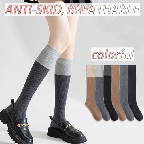 CHUNFO Casual Womens Calf Knee High Stocking Socks Tube Boot Knit Cotton Warm Long Thermal Ankle Sock Size5-10.54
