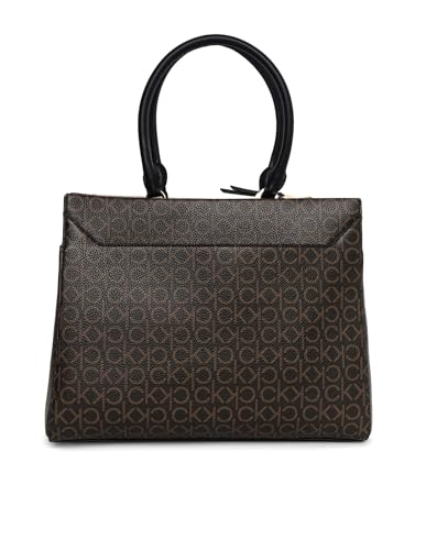 Calvin Klein Women's Becky Tote Bag – 2 in 1, Vegan Leather, Monogram, 3 Pockets, Brown/Khaki/Black, One Size - image 3