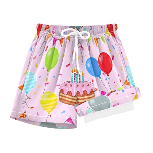 YANENDIE Boy Swim Trunks with Compression Liner Colorful Balloons Birthday Boys Swim Shorts Quick Dry Beach Shorts