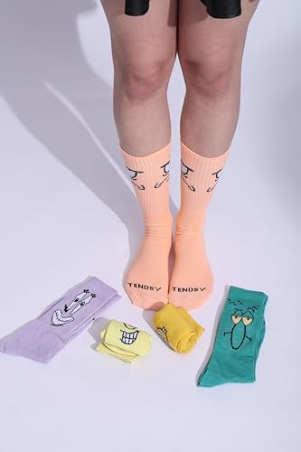 Image of Unisex Cartoon Crew Socks (Pack of 5) | Funky Colorful Quirky Face Cotton Socks for Men & Women | Mid Calf Casual & Sports Socks