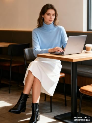 Image of DAIMIDY Turtleneck Sweaters for Women Long Sleeve Pullover Tops | Knitted Material| Soft, Warm and Breathable| High Resilience and Tensile Strength Design| Business Casual Tops| Dailywear