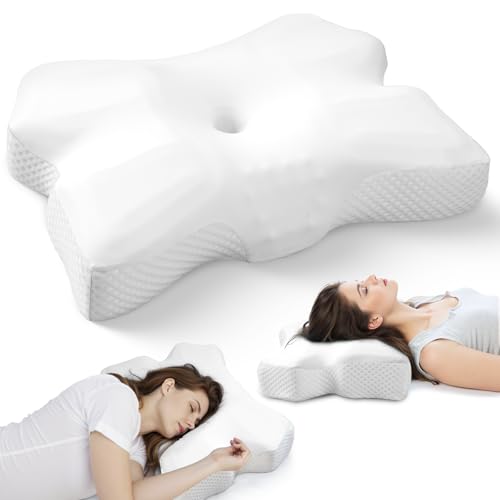 Novelledo Neck Pillow for Sleeping,Side Sleeper Pillow,Ergonomic Memory Foam Pillow with Ice Silk Pillowcase,Cervical Neck Pillow,Neck Support Pillows for Side Sleep Stomach Sleeping and Back Sleeper