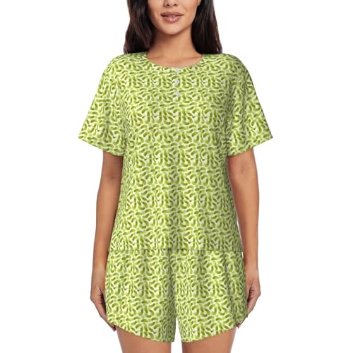 Pyjama ultra léger Sushi Dill Pickles ensemble respirant manches courtes femme