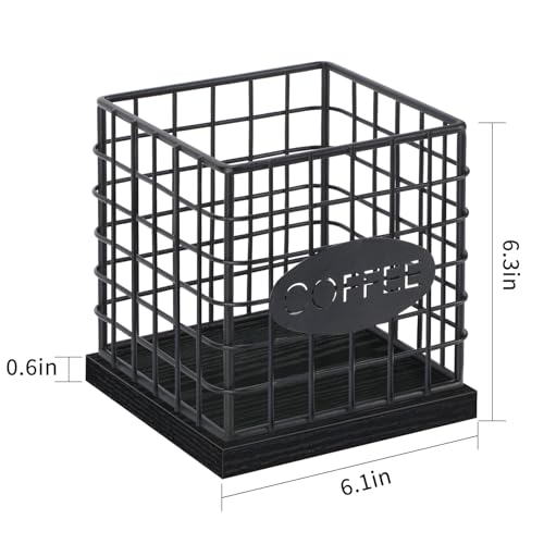 Image of YINMIT K Cup Holder Organizer, Sturdy Coffee Pod Holder Organizer, 35 Kcup Large Capacity Storage Basket for Kitchen Counter and Office Desktop (Black-Square)