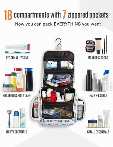 Image of VENTURE 4TH Hanging Travel Toiletry Bag, 17 Compartments - Blue Elephant