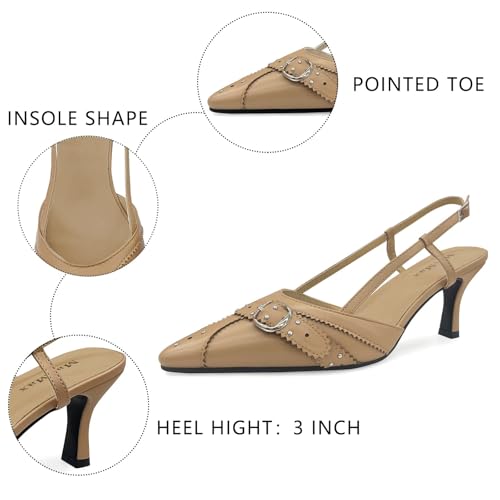 Image of MAVMAX Slingback Heels for Women Kitten Heels with Bow Pointed Close Toe Pumps Dress Party Heeled Sexy Wedding Shoes