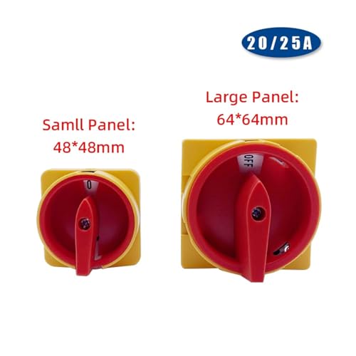 Interruptor aislador de 4 polos LW26GS CA10 de 20A con panel de 48x48mm 3