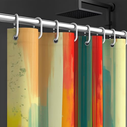 Rideau de douche polyester imperméable lavable avec 12 crochets inclus