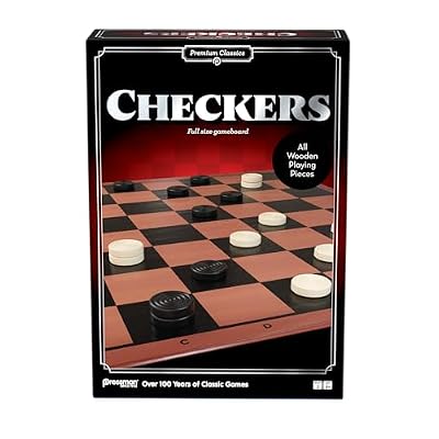 Pressman Premium Classics: Checkers | Full-Size Folding Gameboard with Wooden Playing Pieces | 2 Players, Ages 8+
