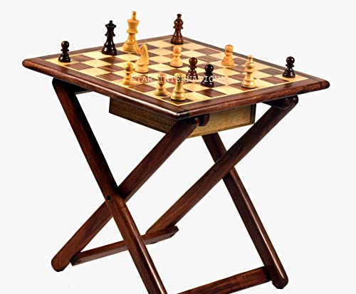 Mesa de ajedrez magnética de madera hecha a mano 12x12 pulg miniatura 1
