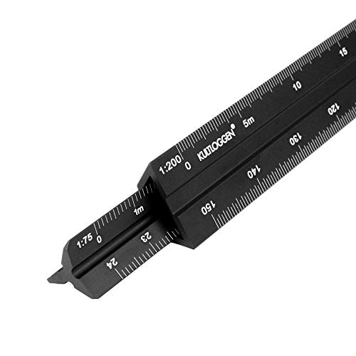 2 pièces Échelle triangulaire Règle Aluminium d'ingénieurs Kutch règle de triangle gravé au laser