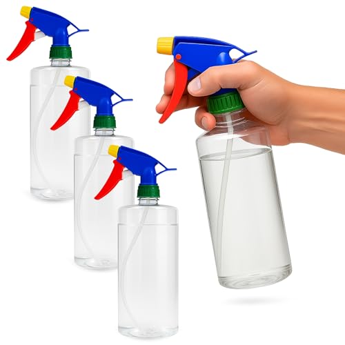 Pulverizador fino de plástico, rociador de plástico, Botella de limpieza, Atomizador Agua, Apto para Regar Plantas de Jardín, Limpieza, Peluquería, Longitud 31 cm, Plástico, 3 unidades, 1000 ml