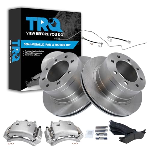 Image of TRQ Rear Brake Pad & Rotor Kit Semi-Metallic Compatible with 2003-2008 Dodge Ram 3500