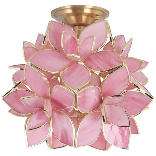 Plafonnier Tiffany rose pour créer une ambiance romantique dans votre chambre Bieye L50924
