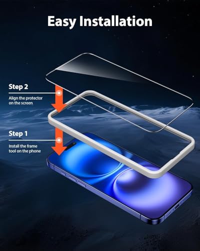 Image of Mr.Shield Screen Protector for iPhone 16 Plus and 15 Plus, 9H Hardness Tempered Glass Screen Guard, Military Grade Shatterproof, Easy Installation Tray, HD Clarity, Case-Friendly [2 Pack]