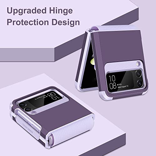 Image of SAMONPOW for Samsung Galaxy Z Flip 4 Case, Z Flip 4 Case with Upgraded Hinge Protection Dual Layer Hard PC Soft TPU Bumper Full Body Shockproof Flip 4 Phone Case for Galaxy Z Flip 4 5G (Purple)