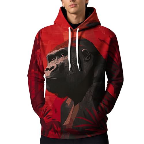 LOAIHA Mens Graphic Hoodie Pullover Sweatshirt Cotton Blend Long Sleeve Streetwear Top With Artistic Print Design