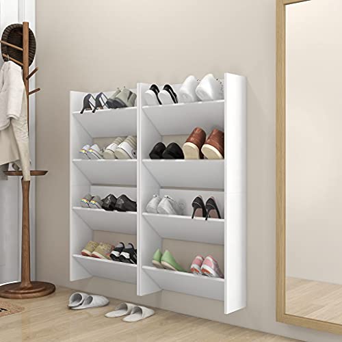 LAPOOH Armarios zapateros de pared 4 uds, Mueble Zapatero, Zapateros Grandes, Mueble Auxiliar, Muebles De Armario, Armario Auxiliar, blanco aglomerado 60x18x60cm