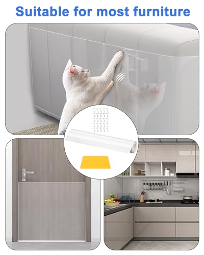 Jissta Katzen Kratzschutz Selbstklebend (30cm x 300cm), Anti-Kratz Folie für Katzen, Geeignet für Sofas, Schränke, Möbel