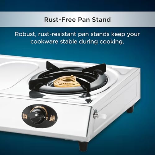 Image of Butterfly Ace 2 Burner Stainless Steel Gas Stove | Sturdy Pan Support| Rubber Legs| Silver