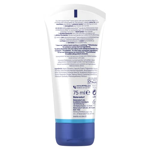 NIVEA Care & Protect 3‑in‑1 Hand Cream, European Import, with Shea Butter and Jojoba Oil, Nourishing Daily Hand Cream for Normal Skin, 2.54 fl oz (75 ml) Tube image 4