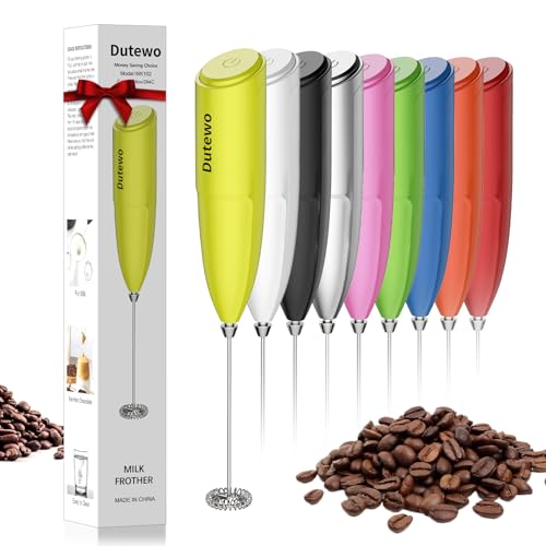 Hand Mixer Milk Frother for Coffee - Dutewo Frother Handheld Foam Maker for Lattes, Electric whisk Drink Mixer Mini Foamer for Cappuccino, Frappe, Matcha, Hot Chocolate, Yellow 394C
