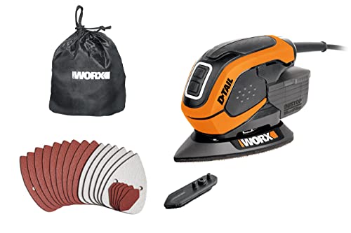 WORX Ponceuse Delta Multifonction 65W WX648, Enlèvement de Matière Elevé sur le Bois, Système de Fixation Rapide de l'Abrasif, Système Anti Poussière,...