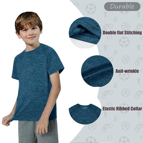 Boy's Quick Dry Short-Sleeve T-Shirts Active T Shirts for Boys 3-12 Years Old4