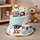 LaVenty Blau Teddybär Tortendeko Taufe Junge Tortendekoration Mädchen 1 Jahr Blau Kuchendeko Teddybär Kuchen Dekoration für Hochzeit Babyshower Geburtstag Party