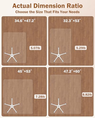 Image of Blvornl 2 Pack Frosted Clear Chair Mat for Hardwood Floor, 32.3 inch*47.2 inch Hard Material Office Chair Mat, Memory Plastic Computer Chair Pad for Rolling Chairs, Desk Floor Rug for Office and Home