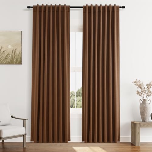 Best Blackout Curtains for Bedroom: 9 Top Picks for Better Sleep After 50 21 Guken 100% Blackout Linen Curtains 84 Inch Length 2 Panels Set for Living Room Bedroom Back Tab Thermal Insulated Black Out Linen Drapes Room Darkening Window Curtains 84 Inches Long,Caramel Brown