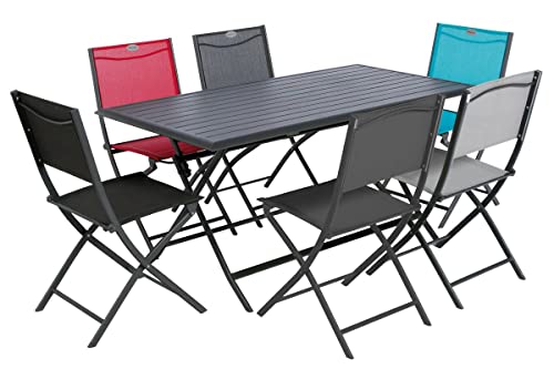 Table de jardin pliante rectangulaire "Azua" 6 places en aluminium Hespéride - vue 4