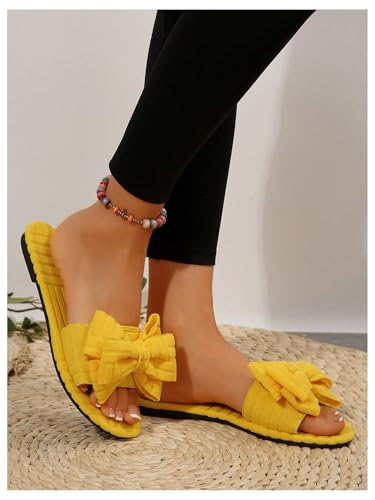 GORGLITTER Women's Bow Knot Flat Sandals Open Toe Slip On Slide Slipper Flats2