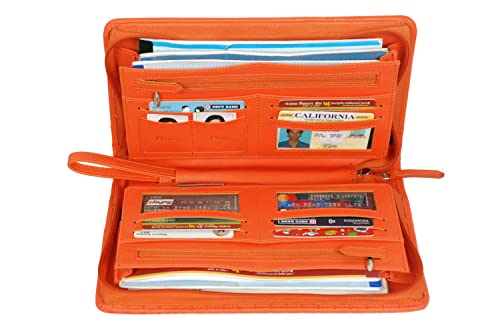 Image of Sukeshcraft Multiple Cheque Book Holder | Original PU Holds Upto 8 Cheque Books, Orange