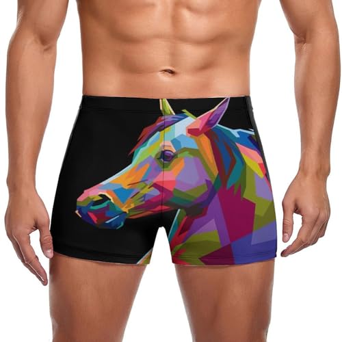 Maillot de bain homme imprimé cheval coloré en coupe boxer stretch