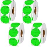 Gueevin 4000 Pcs Circle Inventory Labels QC Passed 2' Quality Control Inspected by Inventory Stickers Fluorescent Green Label Writable Handling for Shipping Control Organization