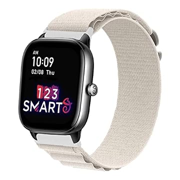 Pulseira de Nylon com Presilha para GTS4 A2168 / GTS 4 Mini A2176 / GTS 1 A1914 / GTS 2 A1969 / GTS 2 Mini A2018 / GTS 3 A2035 Marca 123smart - Bege
