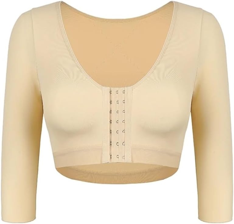 Women's Upper Arm Shaping Top Slimming Compression Sleeve Post-Op Body Corrector Front Opening Bra Tank