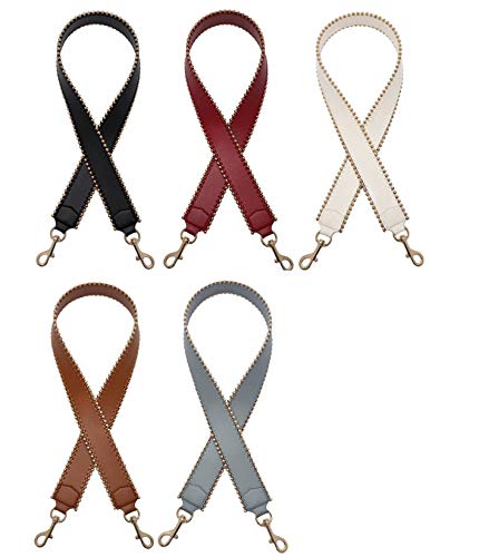 Manual Bead Edge Strap Shoulder Strap Unadjustable Replacement Strap Pu Leather Strap For Handbags Strap Purse Bag Strap (White-Silver) #TOP4