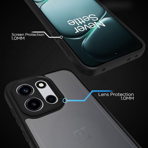 Image of RIGGEAR Shockproof Sleek Hybrid Armor Back Cover Case for OnePlus Nord 6 5G / Nord CE 6 5G (Smoke Black Matte PC + Black TPU Bumper)