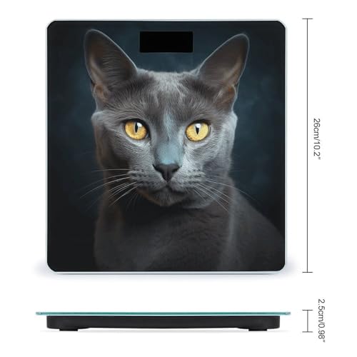 Gray Cat Stares Balanza Digital de Baño Precisa miniatura 2
