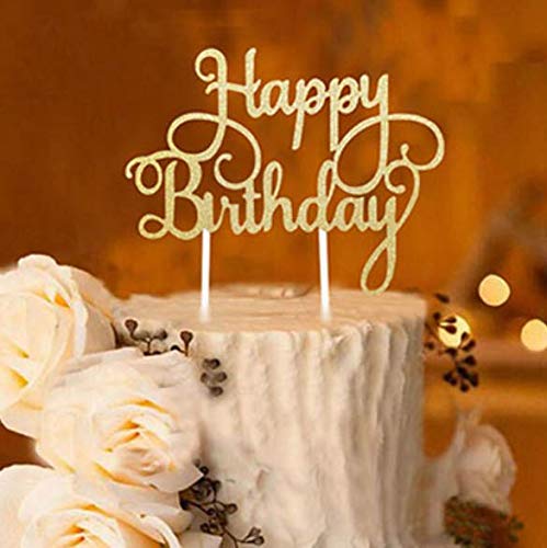 AILEXI Handgemachte 1 GRAF Alles Gute zum Geburtstag Glitter Kuchen Dekorieren Topper - Happy Birthday Gold Cover